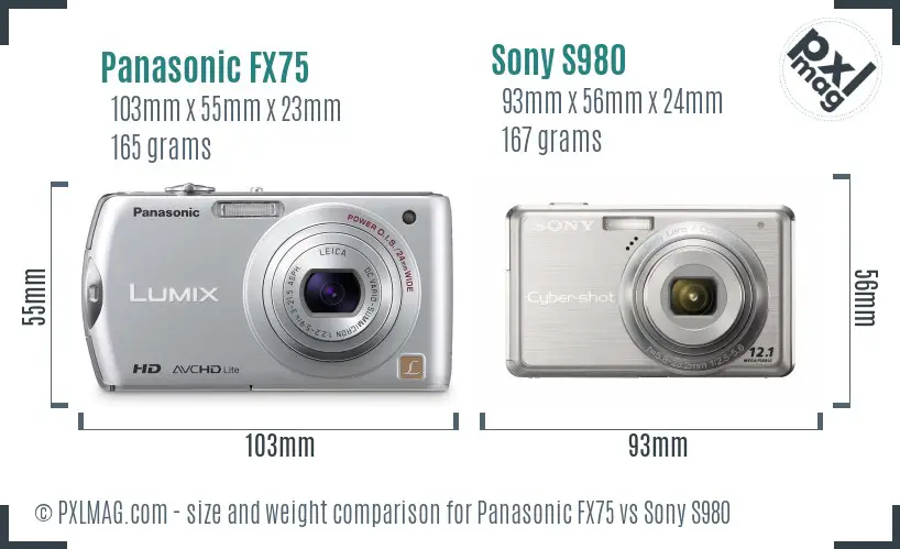 Panasonic FX75 vs Sony S980 size comparison Panasonic FX75 vs Sony S980 size comparison