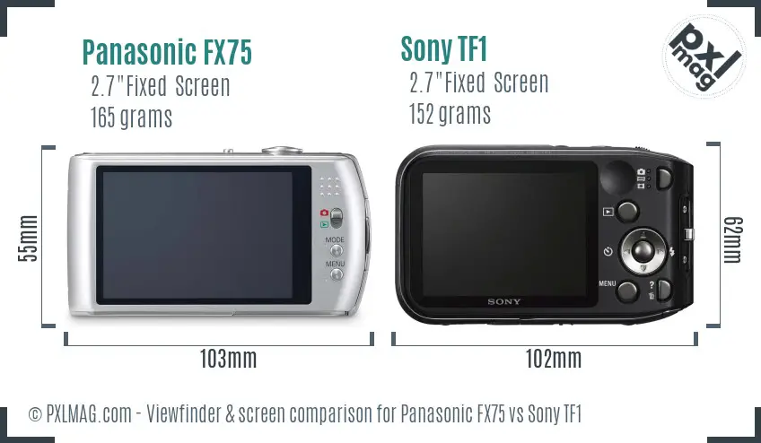 Panasonic FX75 vs Sony TF1 Screen and Viewfinder comparison