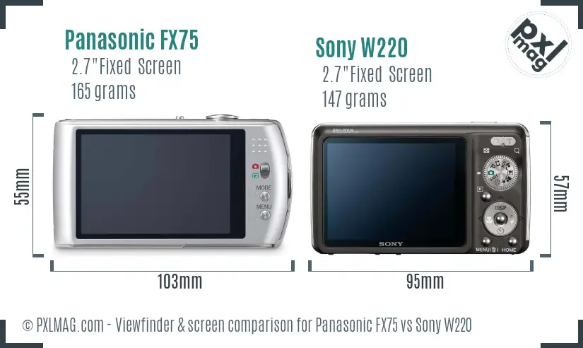 Panasonic FX75 vs Sony W220 Screen and Viewfinder comparison Panasonic FX75 vs Sony W220 Screen and Viewfinder comparison
