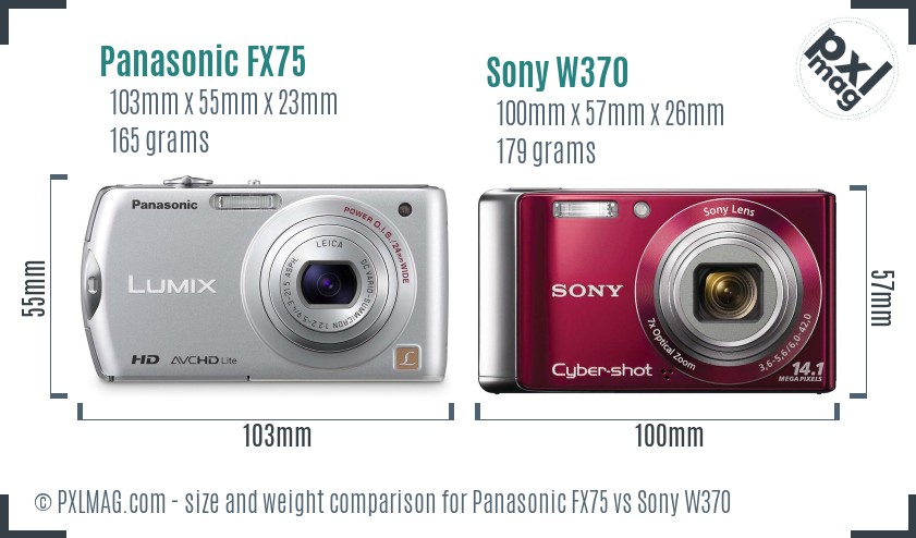 Panasonic FX75 vs Sony W370 size comparison