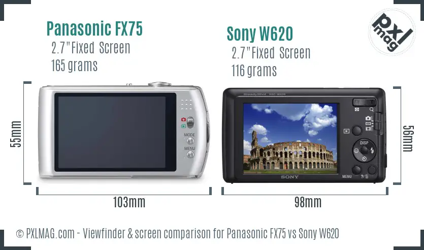 Panasonic FX75 vs Sony W620 Screen and Viewfinder comparison Panasonic FX75 vs Sony W620 Screen and Viewfinder comparison
