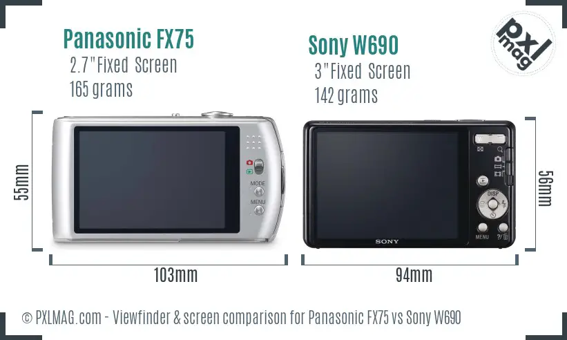 Panasonic FX75 vs Sony W690 Screen and Viewfinder comparison