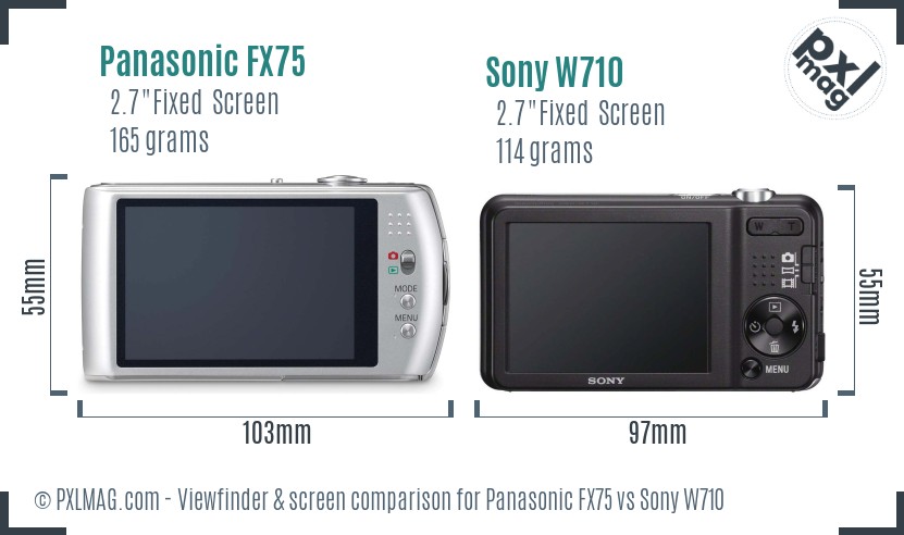 Panasonic FX75 vs Sony W710 Screen and Viewfinder comparison