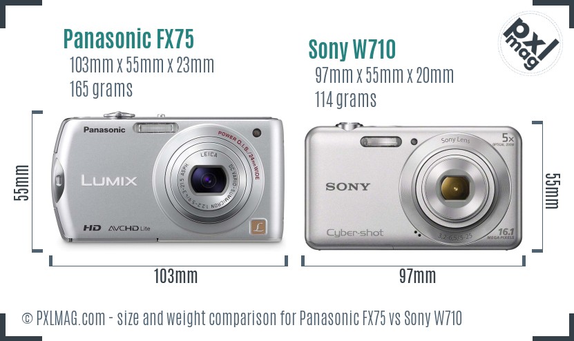 Panasonic FX75 vs Sony W710 size comparison