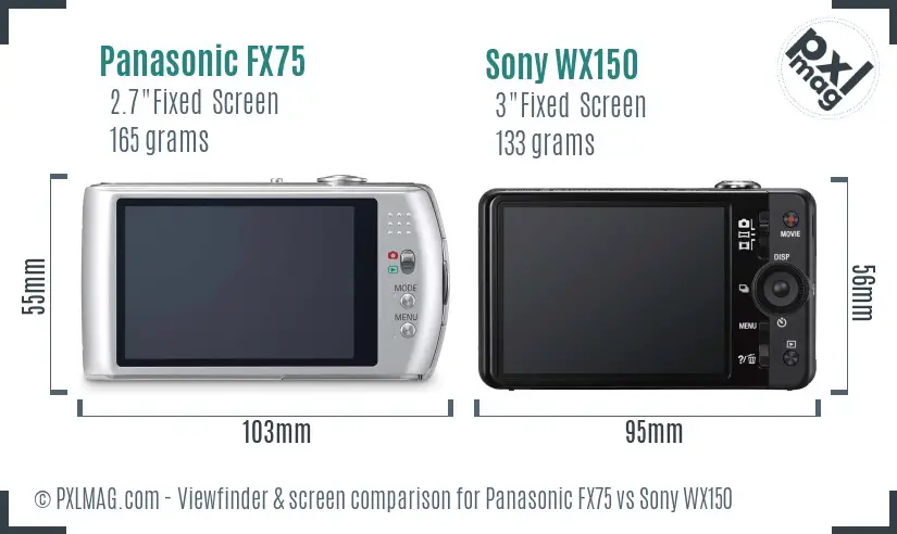 Panasonic FX75 vs Sony WX150 Screen and Viewfinder comparison Panasonic FX75 vs Sony WX150 Screen and Viewfinder comparison