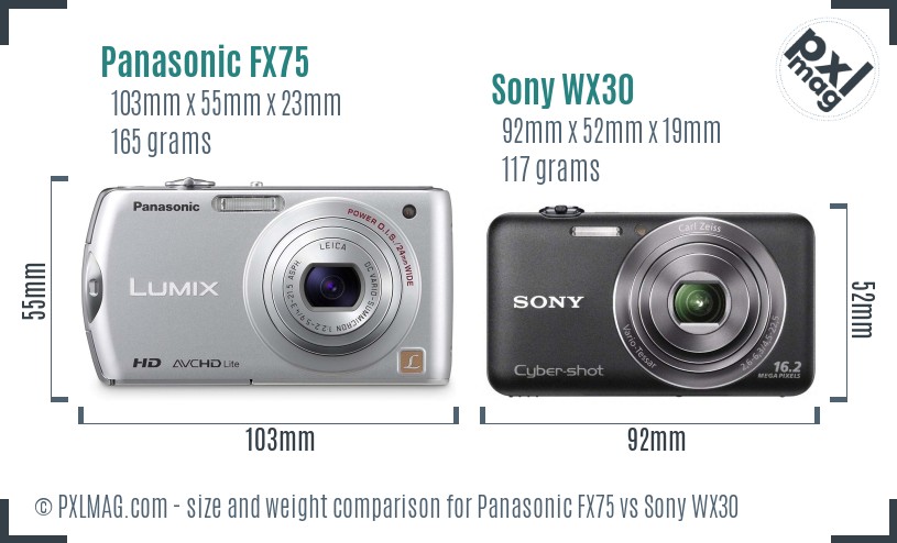 Panasonic FX75 vs Sony WX30 size comparison