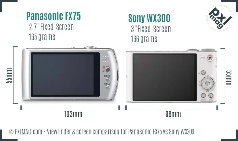 Panasonic FX75 vs Sony WX300 Screen and Viewfinder comparison