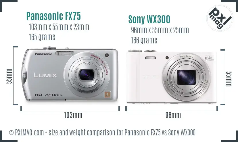 Panasonic FX75 vs Sony WX300 size comparison