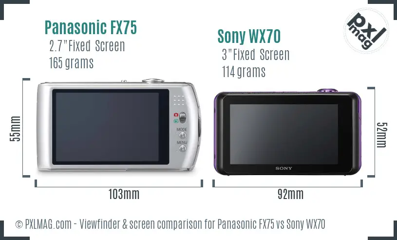Panasonic FX75 vs Sony WX70 Screen and Viewfinder comparison