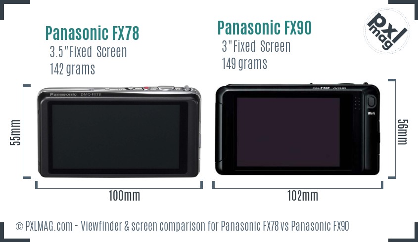 Panasonic FX78 vs Panasonic FX90 Screen and Viewfinder comparison