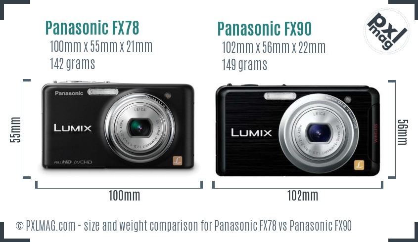 Panasonic FX78 vs Panasonic FX90 size comparison