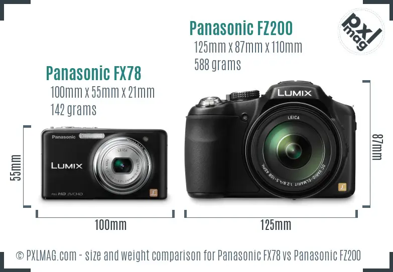Panasonic FX78 vs Panasonic FZ200 size comparison