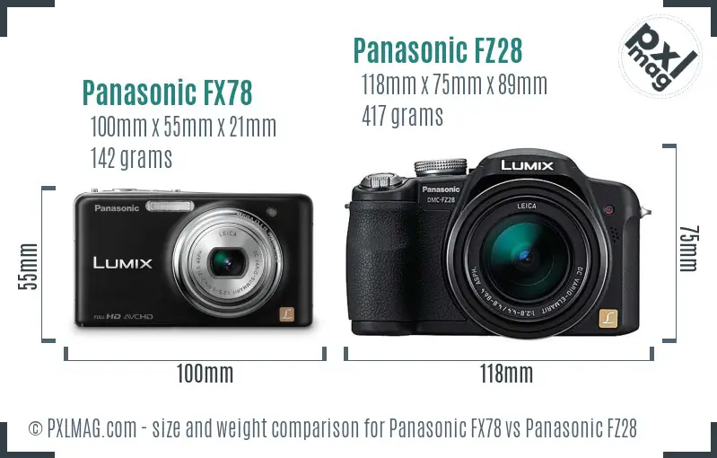 Panasonic FX78 vs Panasonic FZ28 size comparison