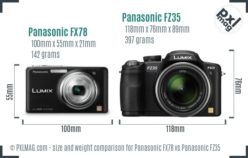 Panasonic FX78 vs Panasonic FZ35 size comparison