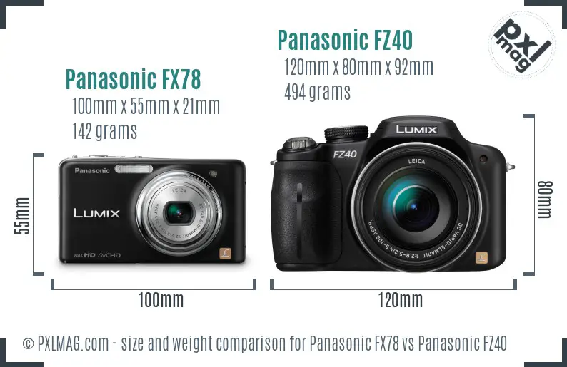 Panasonic FX78 vs Panasonic FZ40 size comparison
