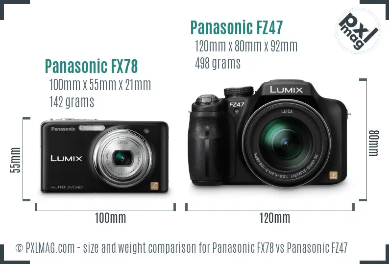Panasonic FX78 vs Panasonic FZ47 size comparison