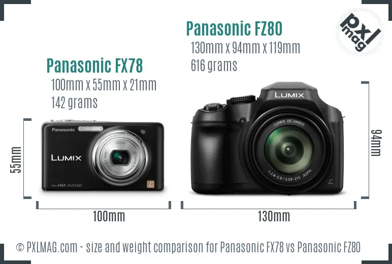 Panasonic FX78 vs Panasonic FZ80 size comparison