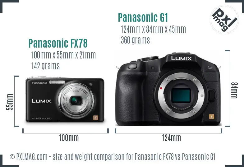 Panasonic FX78 vs Panasonic G1 size comparison