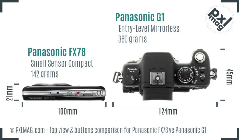 Panasonic FX78 vs Panasonic G1 top view buttons comparison