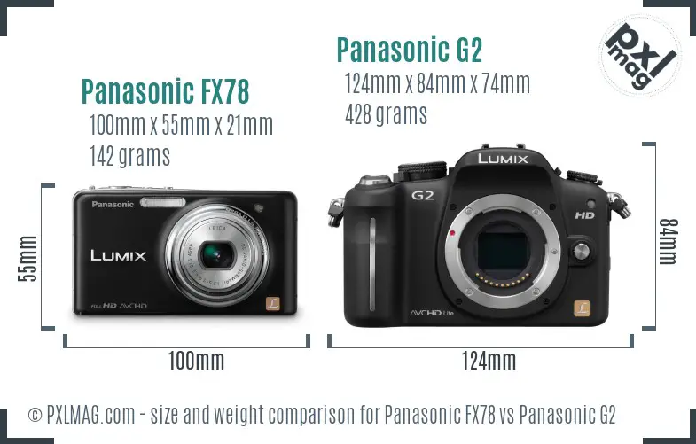 Panasonic FX78 vs Panasonic G2 size comparison