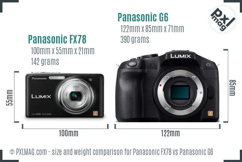 Panasonic FX78 vs Panasonic G6 size comparison