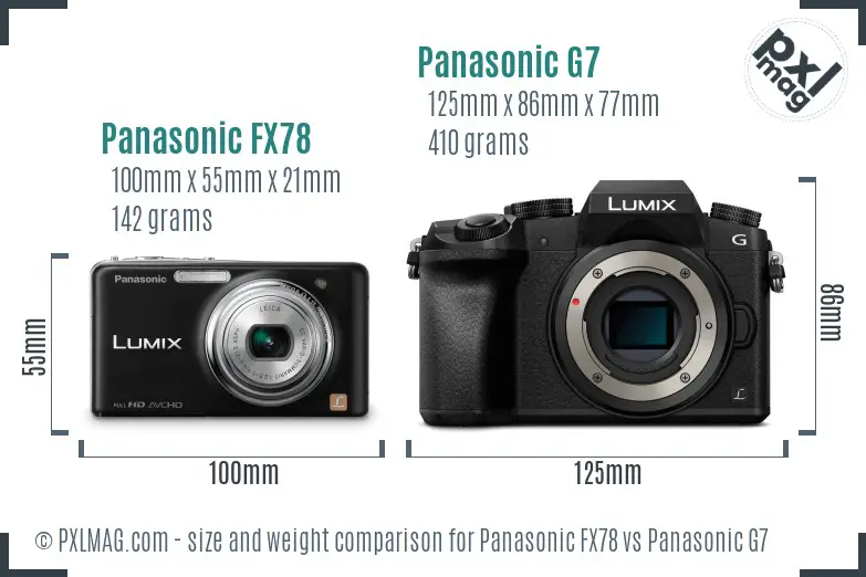 Panasonic FX78 vs Panasonic G7 size comparison