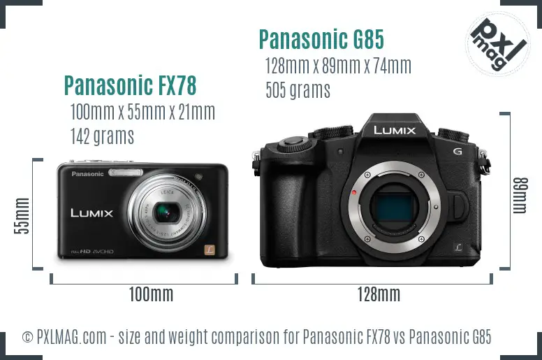 Panasonic FX78 vs Panasonic G85 size comparison