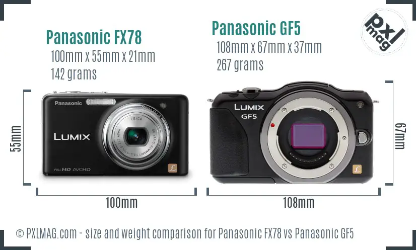 Panasonic FX78 vs Panasonic GF5 size comparison
