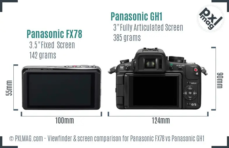 Panasonic FX78 vs Panasonic GH1 Screen and Viewfinder comparison
