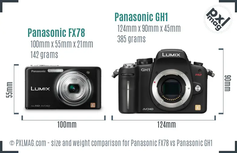 Panasonic FX78 vs Panasonic GH1 size comparison