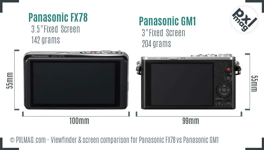 Panasonic FX78 vs Panasonic GM1 Screen and Viewfinder comparison