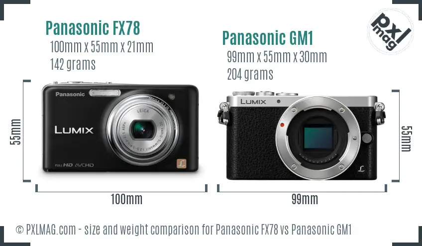 Panasonic FX78 vs Panasonic GM1 size comparison