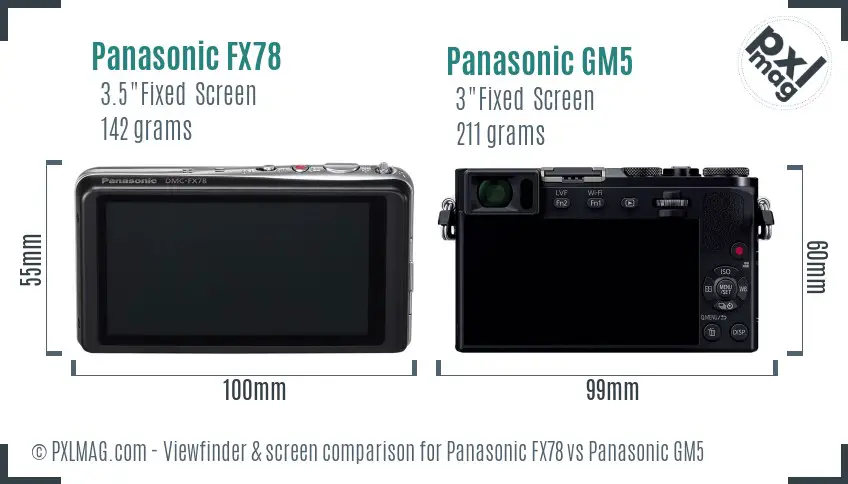 Panasonic FX78 vs Panasonic GM5 Screen and Viewfinder comparison