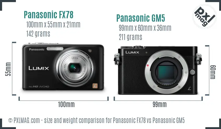 Panasonic FX78 vs Panasonic GM5 size comparison
