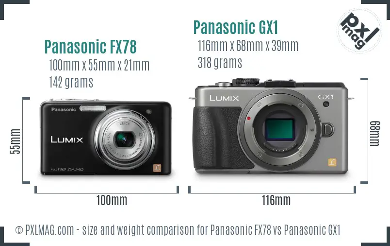 Panasonic FX78 vs Panasonic GX1 size comparison