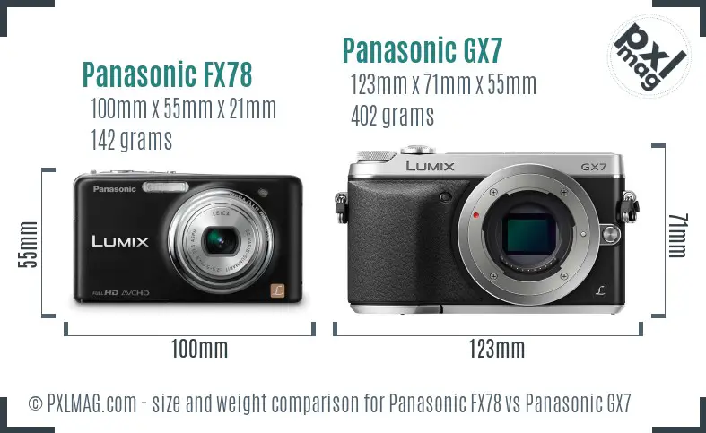 Panasonic FX78 vs Panasonic GX7 size comparison