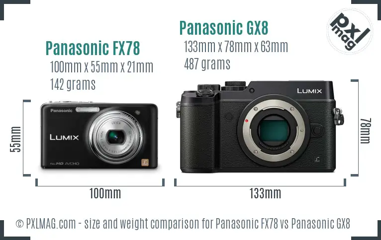 Panasonic FX78 vs Panasonic GX8 size comparison