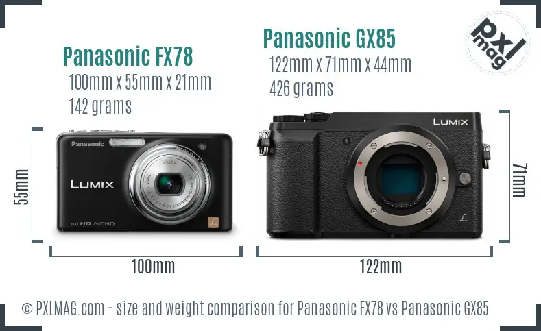 Panasonic FX78 vs Panasonic GX85 size comparison
