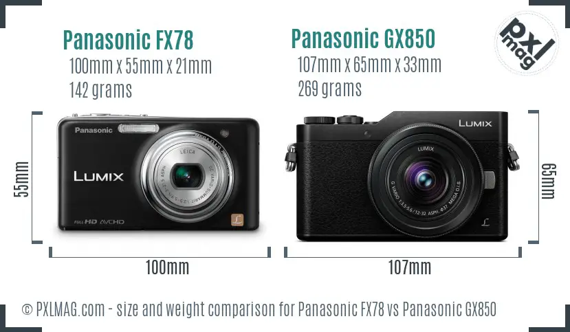 Panasonic FX78 vs Panasonic GX850 size comparison