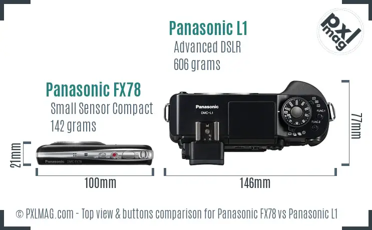 Panasonic FX78 vs Panasonic L1 top view buttons comparison
