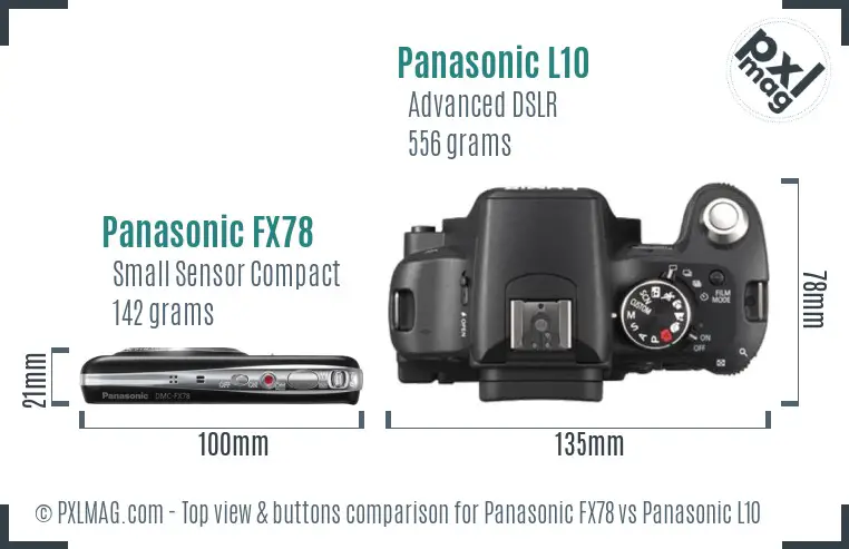 Panasonic FX78 vs Panasonic L10 top view buttons comparison