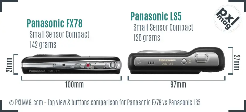 Panasonic FX78 vs Panasonic LS5 top view buttons comparison