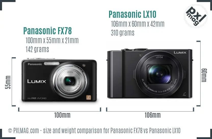 Panasonic FX78 vs Panasonic LX10 size comparison