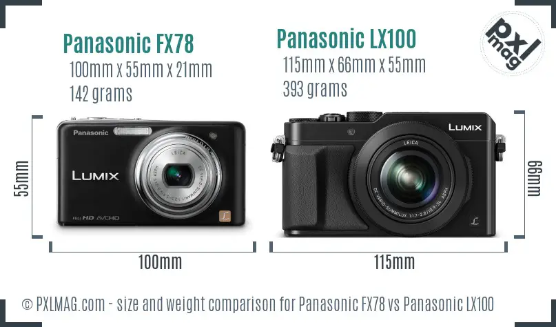 Panasonic FX78 vs Panasonic LX100 size comparison