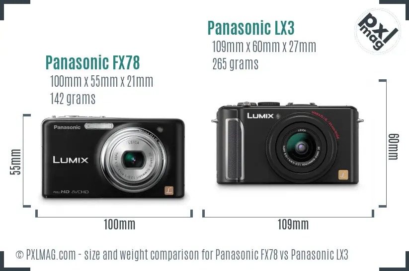 Panasonic FX78 vs Panasonic LX3 size comparison