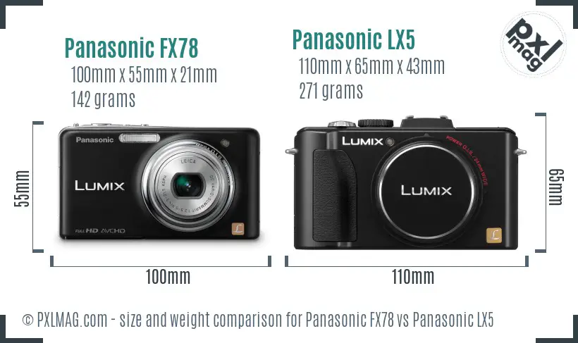 Panasonic FX78 vs Panasonic LX5 size comparison