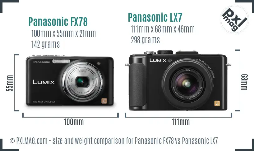 Panasonic FX78 vs Panasonic LX7 size comparison