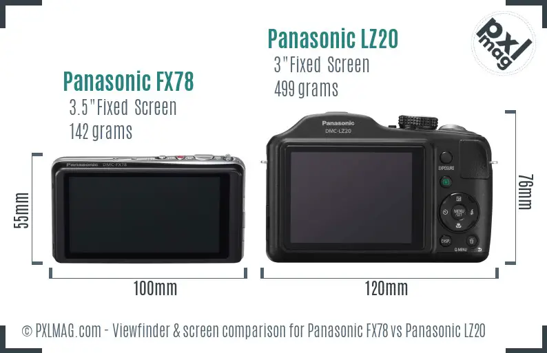 Panasonic FX78 vs Panasonic LZ20 Screen and Viewfinder comparison