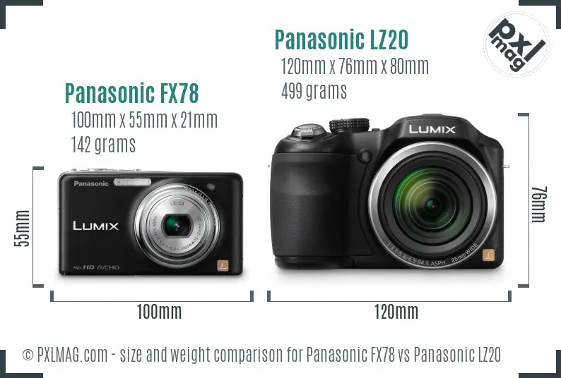 Panasonic FX78 vs Panasonic LZ20 size comparison
