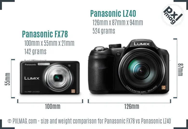 Panasonic FX78 vs Panasonic LZ40 size comparison